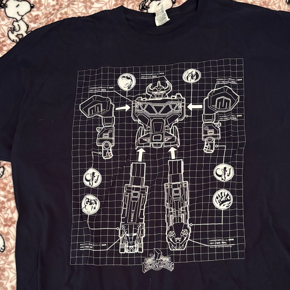 Fruit of the Loom Navy Blue Graphic Men’s Shirt - Robot Schematic